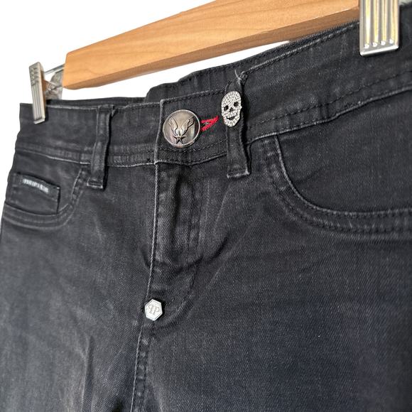 Philipp Plein Devil's Food Skinny Stretch Low Rise Jegging Black Fade Wash 27 - Picture 8 of 16